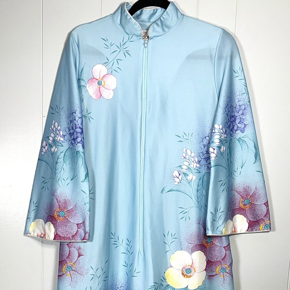 David Brown California VTG Zip Housecoat Robe Nightgown Maxi Patio House Dress S